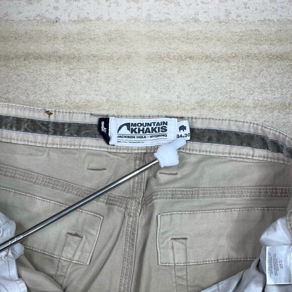 Vintage Y2K Mountain Khakis Pants 34x30 Regular Straight Leg Fit Light Tan - Picture 4 of 5